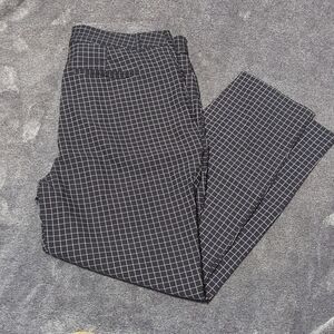 Nine West Slim Fit Tapered Ankle Dress Pants Black White Check Windowpane slim